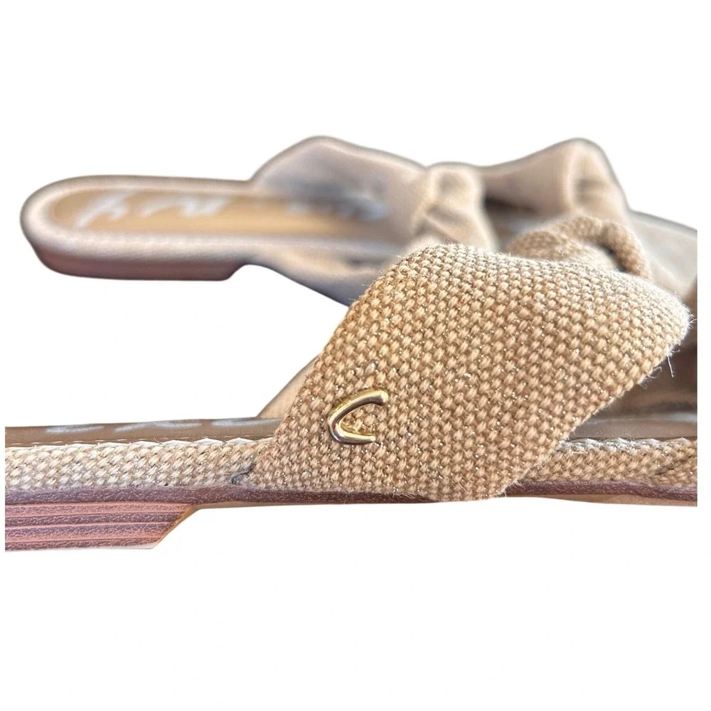 Circus NY by Sam Edelman‎ Womens 9 Beige Woven Double Knot Slide Flat Sandals